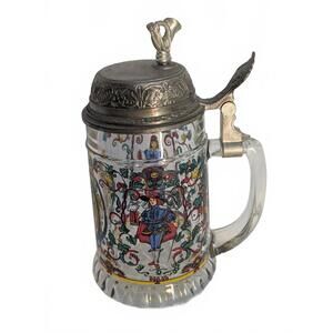 Vintage German Lidded Beer Stein with Colorful Heraldic Design week